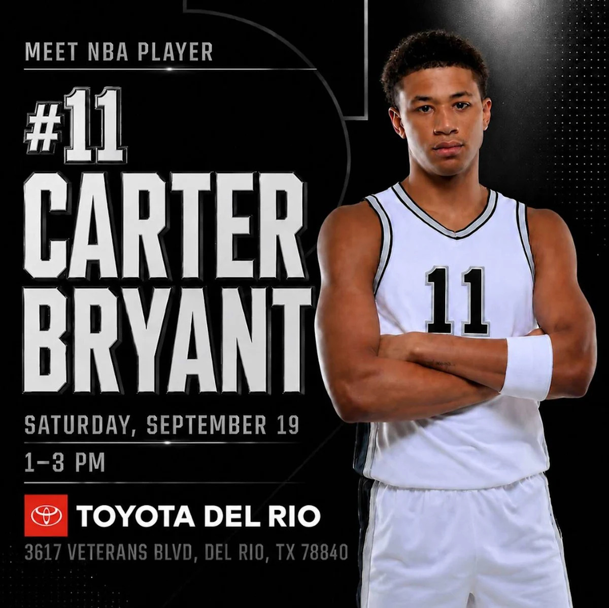 Carter Bryant bringing Spurs excitement to Del Rio with weekend appearance